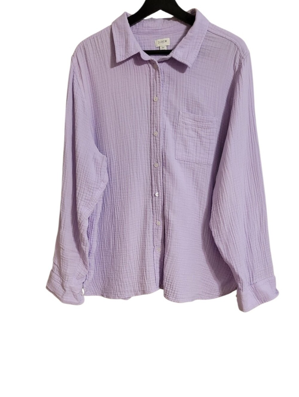 J. Crew Lilac Cotton Gauze Long Sleeve Button Up Shirt